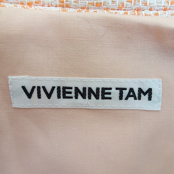 #anc Vivienne Tam VIVIENNETAM jacket 38 orange series stand-up collar tweed race up lady's [617484]