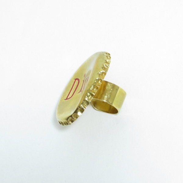 #anza Christian Dior Dior scarf ring Gold bottle cap motif .. Logo lady's [728334]