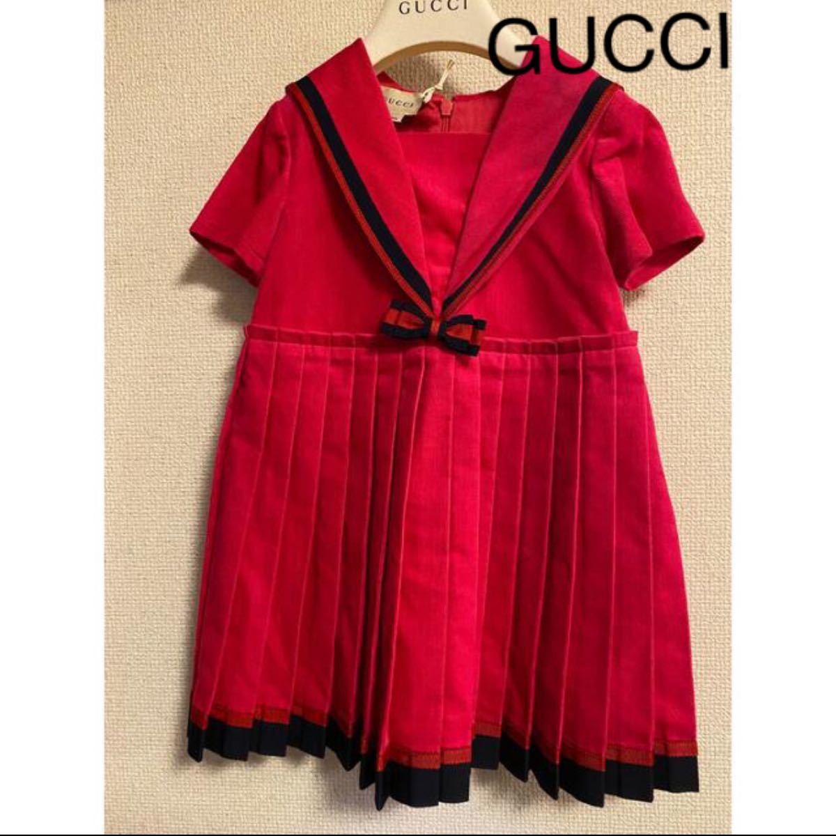 【新品】GUCCI グッチ 女児 ワンピース 2歳用 定価56000円 ハンガー付き七五三 結婚式