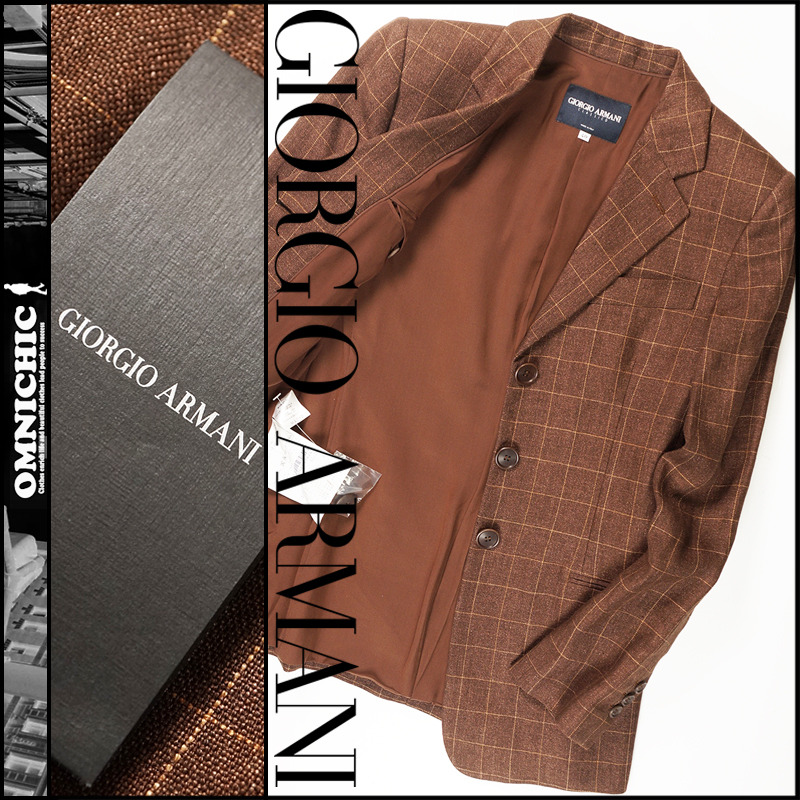 ■新品223,200円【GIORGIO ARMANI】最高峰クラシコライン美しい艶とシルエットの3釦リネンジャケット40/S/イタリア製/ジョルジオアルマーニ_画像1