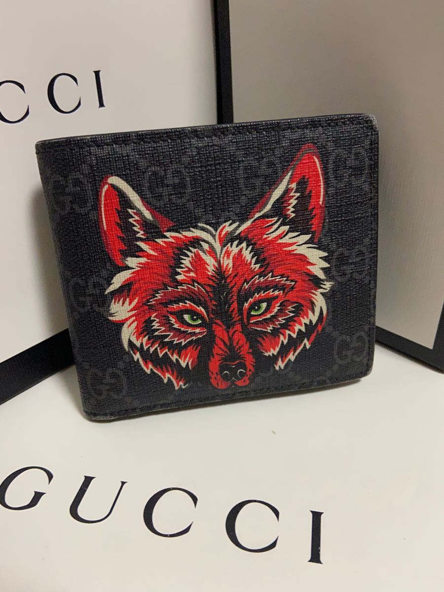 GUCCI グッチ 2つ折り財布 オオカミ ウルフ メンズファッション 財布