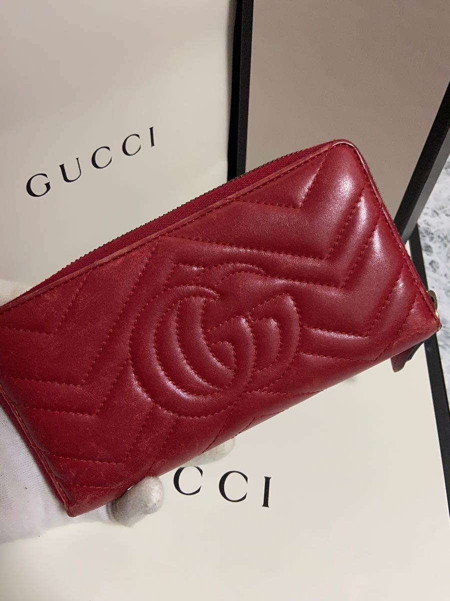 GUCCI グッチ 長財布 ラウンドファスナー マーモント キルティング