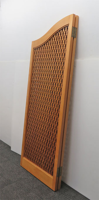 *... carving 2 ream partitioning screen folding type partition / wooden divider / store furniture etc. .