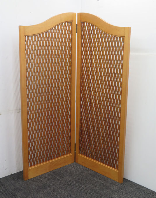 *... carving 2 ream partitioning screen folding type partition / wooden divider / store furniture etc. .