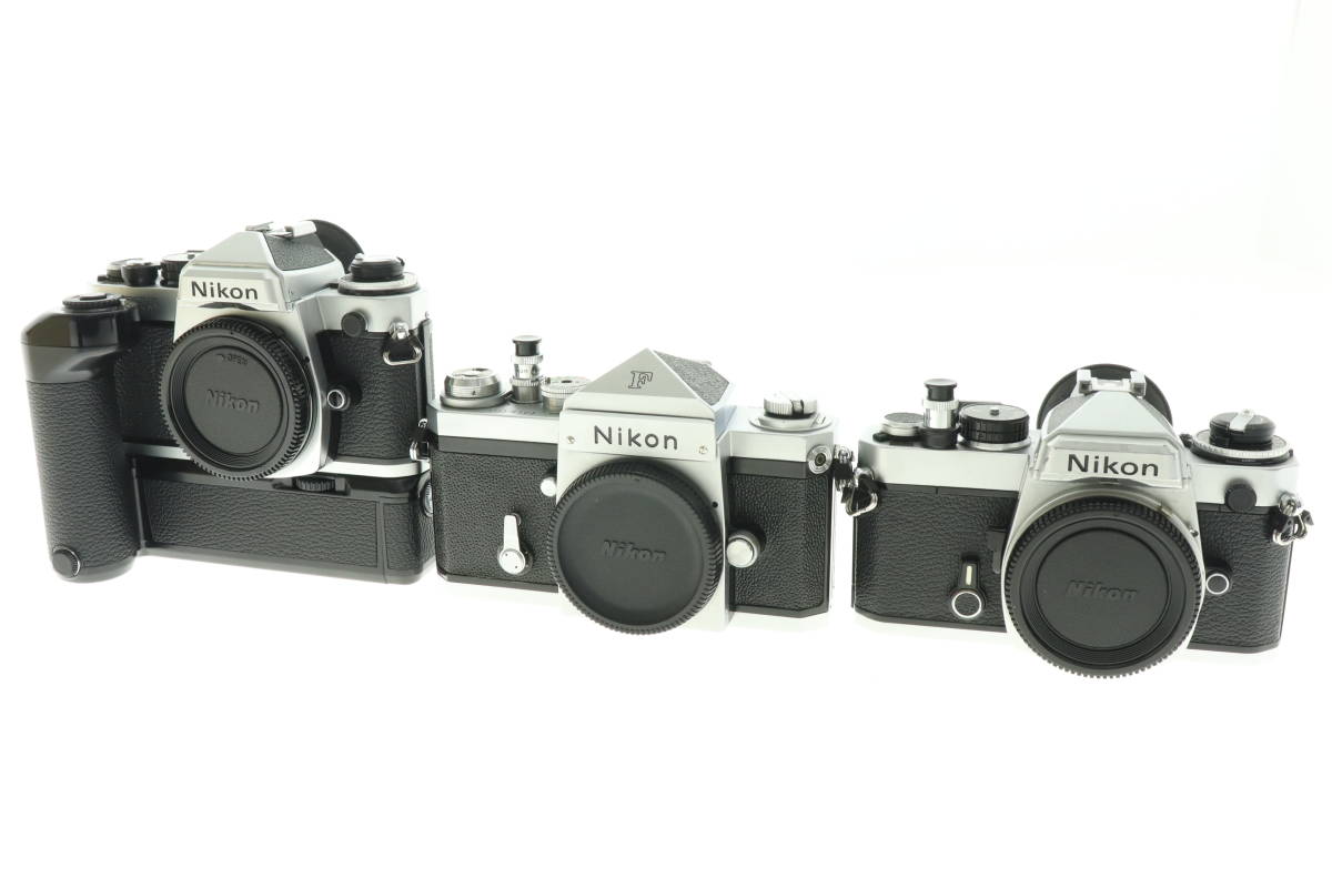 VMPD4-24-33 Nikon ニコン 一眼レフ フィルムカメラ F FE ボディ レンズ Micro NIKKOR 55mm 105mm MD-12 まとめ売り ジャンク_画像2