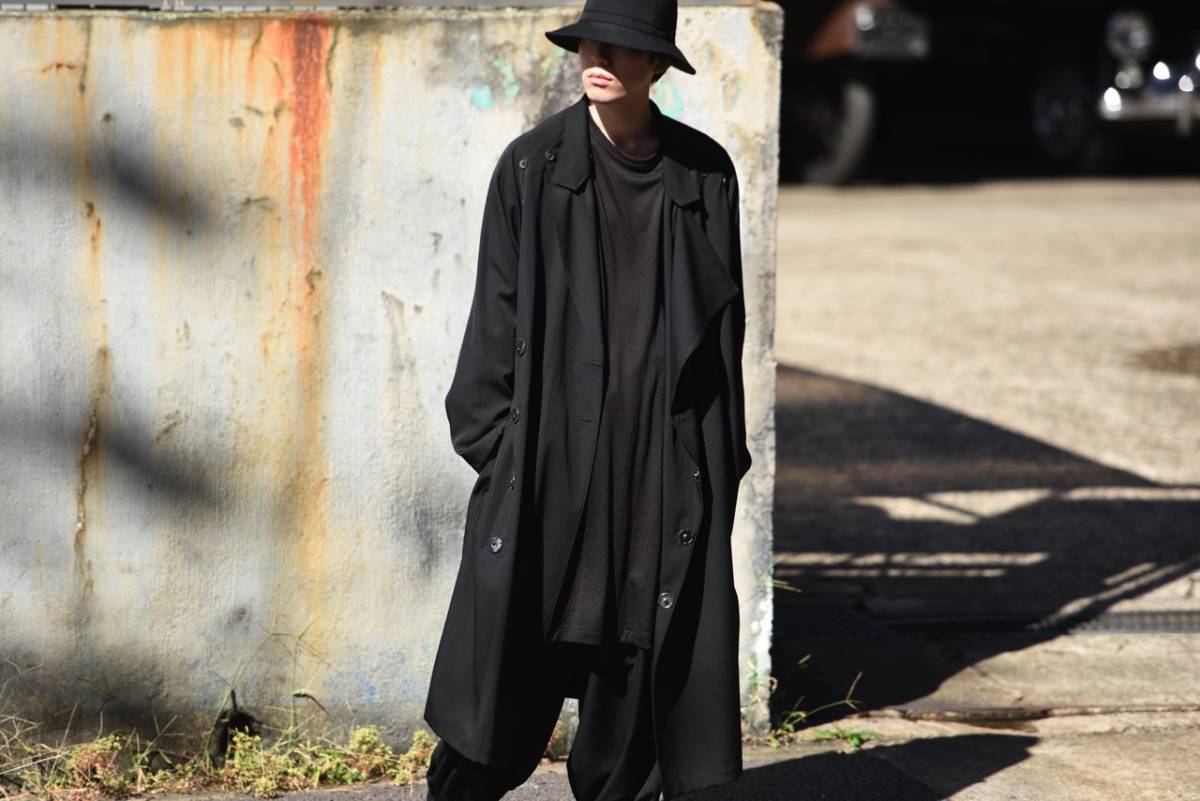 Yohji Yamamoto 18SS シースルー 隠しペイント変形コート176-