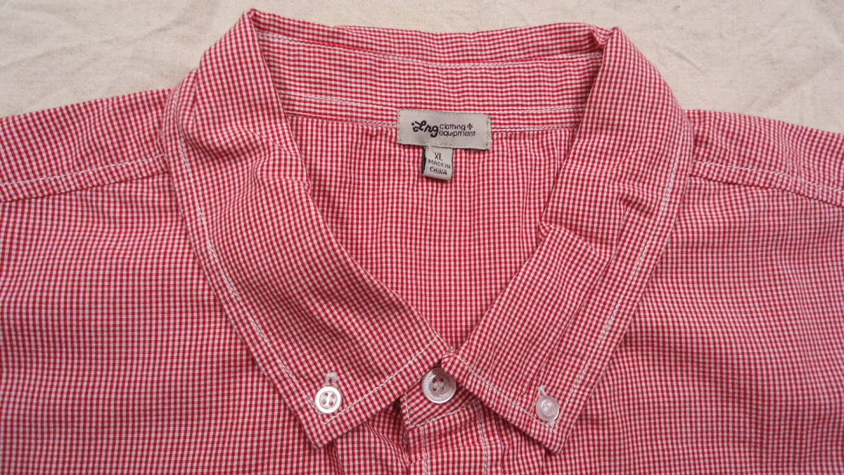 LRG old model short sleeves button down shirt red check XL half-price and downward 60%offe lure ruji-.. giraffe letter pack post service light Yupack 