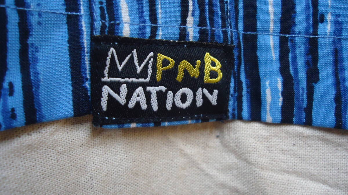 PNB NATION 旧モデル 半袖 プリントシャツ 紺/青 XL 半額以下 60%off ピーネヌビー HIPHOP レターパックライト おてがる配送ゆうパック_画像6