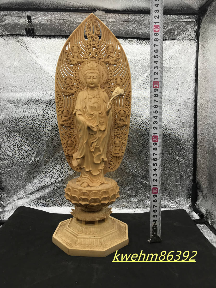 極上質 観音菩薩 木彫仏像 仏教美術 商売繁盛 精密細工 仏教工芸品