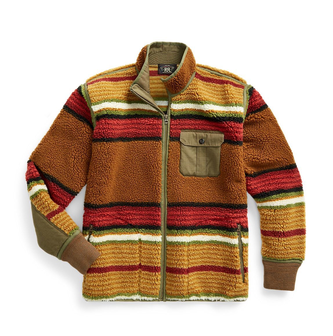 新品*RRL*ストライプド フリース ジャケット*M* ダブルアールエル