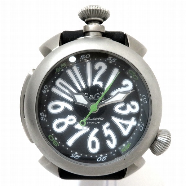 格安 ダイビング ガガミラノ プロフェッショナル メンズ☆0332 腕時計 時計 チタン×ラバー シルバー×ブラック 自動巻 5040 ウォッチ ダイビング