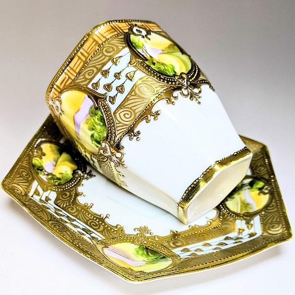 貴重な 超美品☆オールドノリタケ 金彩湖畔風景画 キャビネット カップ