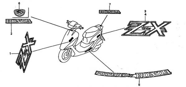 AF35 ライブディオ ZX フロントカバーマーク 銀 送料250円～ シルバー AF34 ホンダ HONDA AF56 AF63 ズーマー AF58 .get_AF34　F-25-2　マーク　ZX