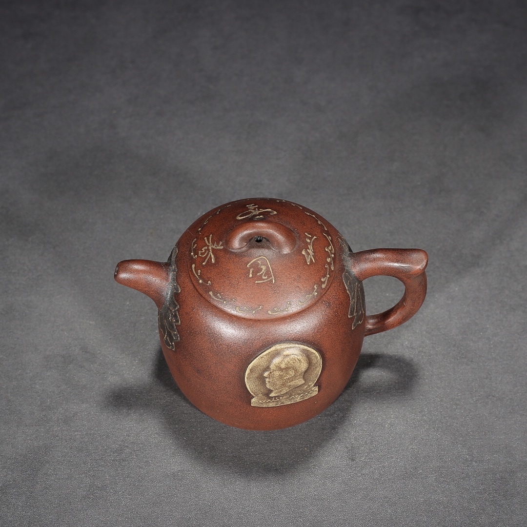 高価値セリー 茶道具 紫砂壺*秦權壺】茶壺 【聚寳齋*紫砂精彫 中国古