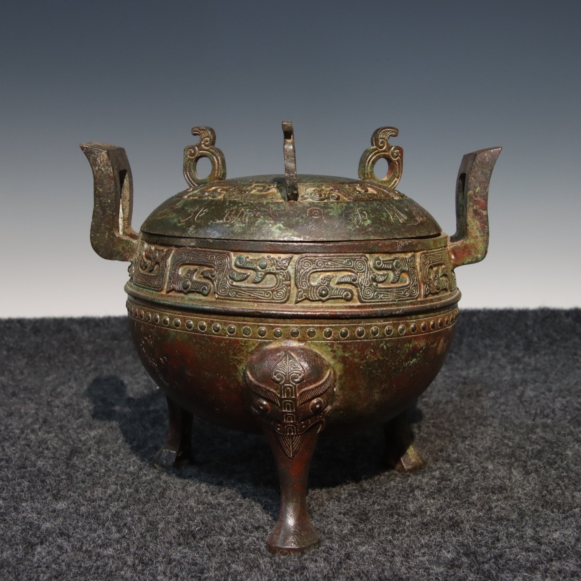 聚寳齋*青銅製 青銅器*獸足蓋鼎置物 賞物 中国古美術 收藏品 超美品