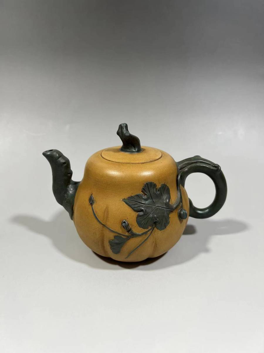 人気 茶道具 紫砂壺*南瓜壺】茶壺 【聚寳齋*紫砂精彫 中国古美術 容量