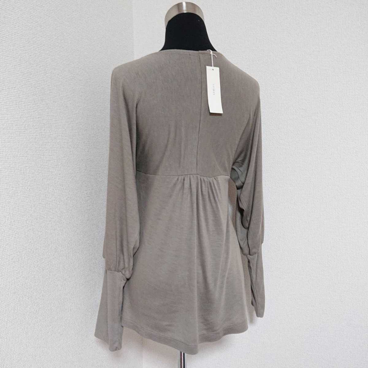  unused tag attaching regular price ¥8,295 crimee tops gray juM... rib elasticity lady's [Y023]