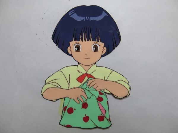 たぬき 希少 B セル画 緑の風呂敷で包む娘 セル画 動画あり 張り付きなし アニメ その他