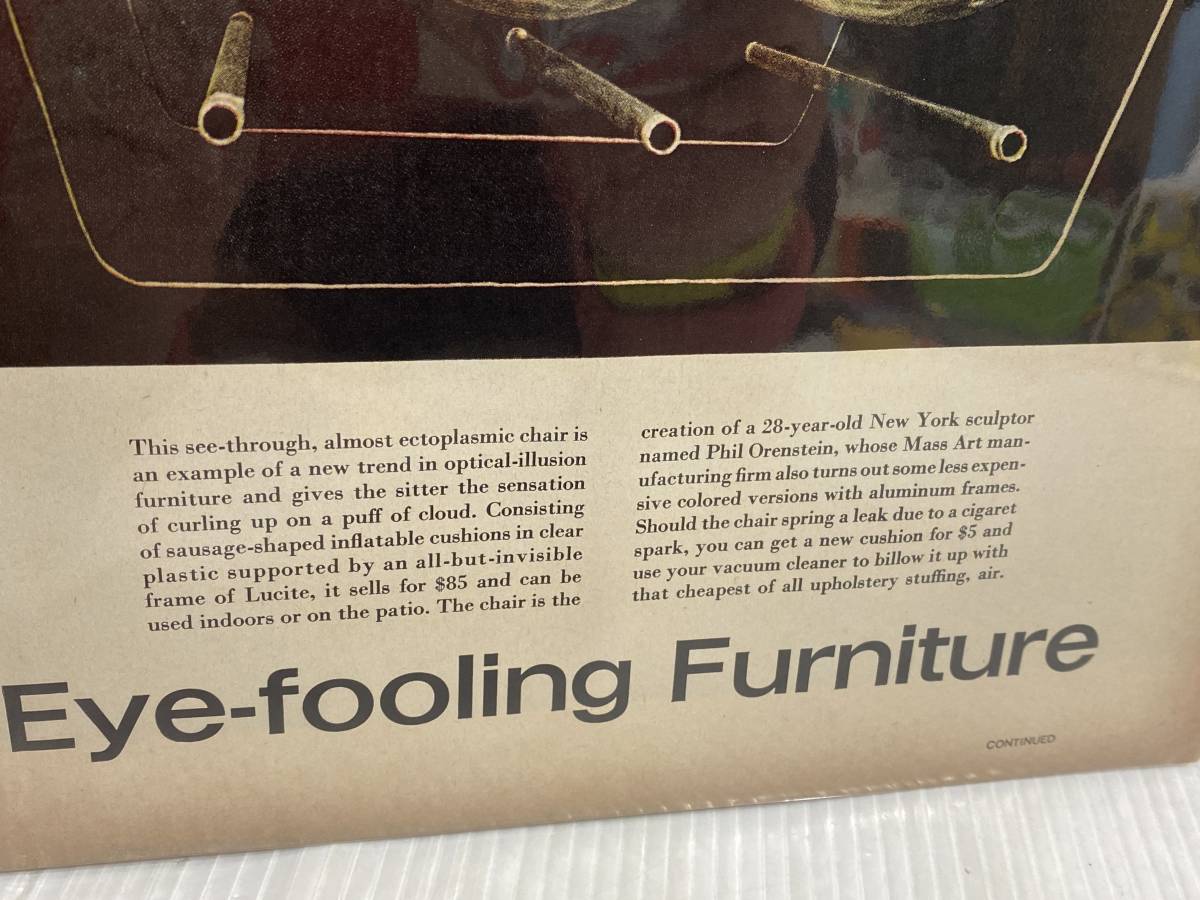 1967年6月9日号LIFE誌広告切り抜き【Eye-fooling Furniture】アメリカ買い付け品60sビンテージリビング家具USA_画像4