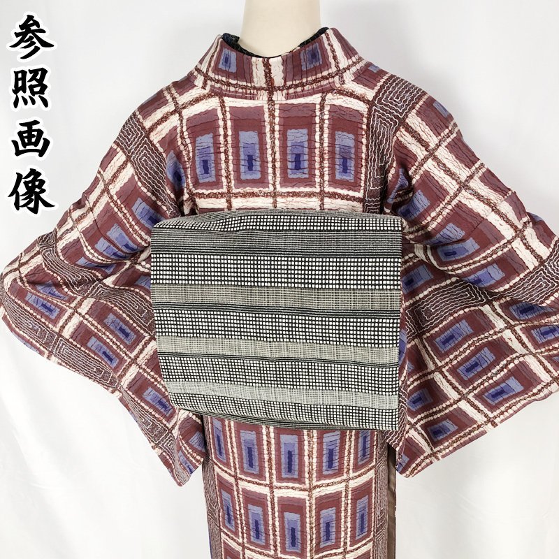 草田弘子○小紋 手染め 臈纈染 たたき染 タイル柄○しつけ付 203mk49