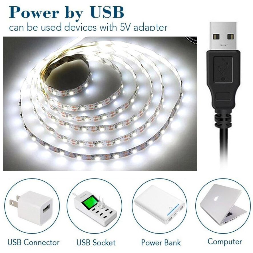 LED light tape 5V white daytime color 4m* lamp color 4m [4m× 2 ps USB cable installation settled ] cutting possible both sides tape attaching * anonymity delivery * free *