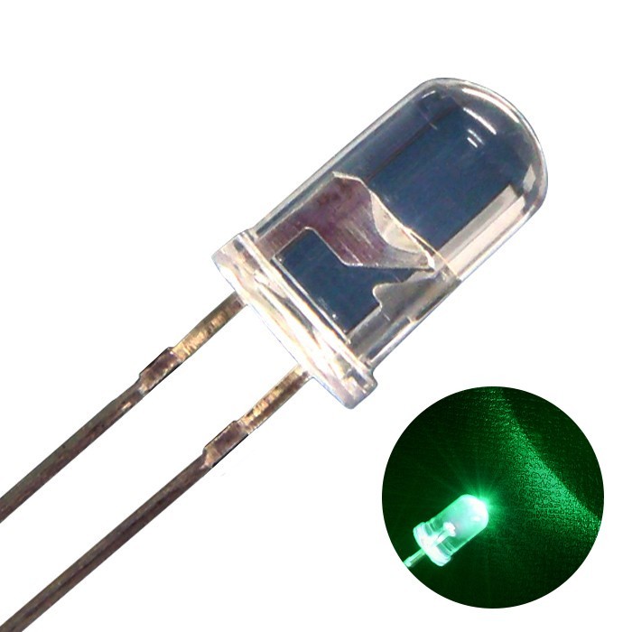 LED 砲弾型 5mm 緑 青信号用 25000-30000mcd 509-522nm 3.0-3.2V 500個