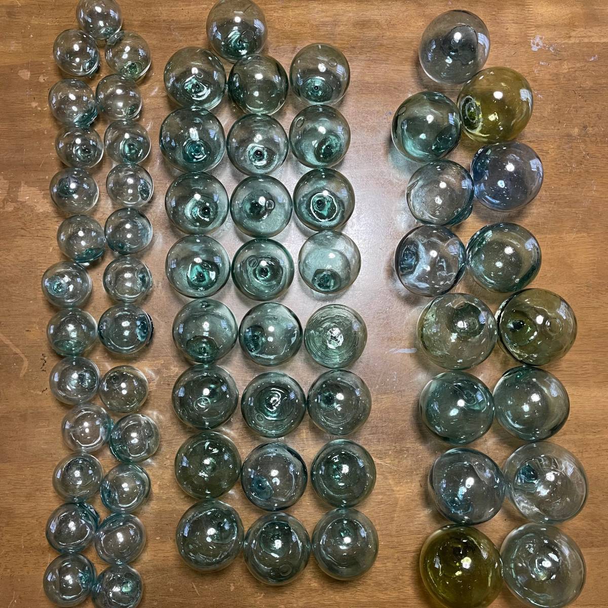 小樽のガラス浮き玉（直径6cm～9cm位×65個セット）№306（¥11,380