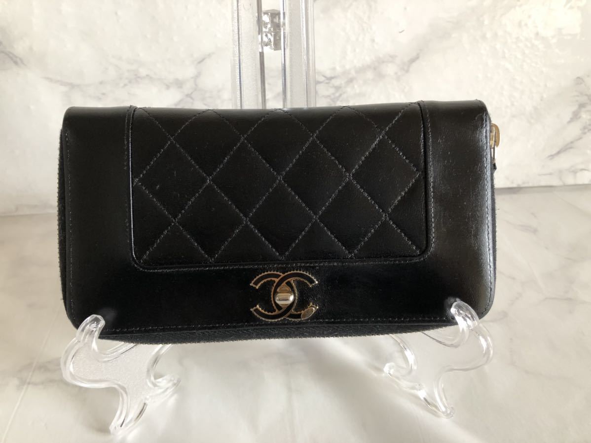 CHANEL シャネル マドモアゼル 長財布 マトラッセ ラウンドファスナー