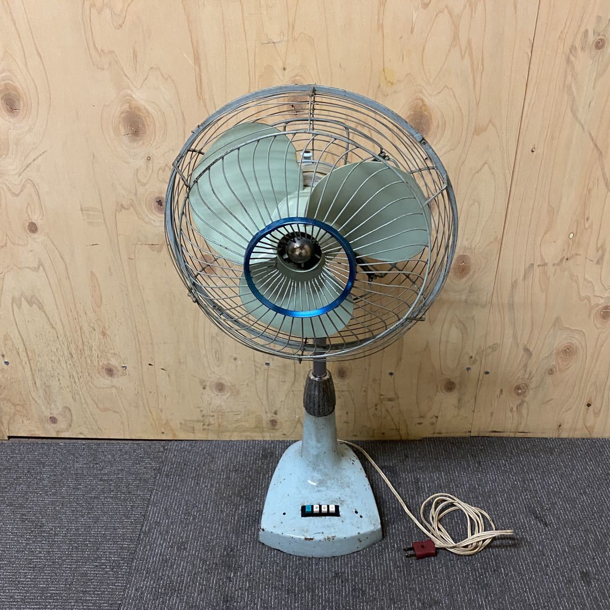 日立 HITACHI A.C. 30cm DESK FAN グリーン 扇風機 3枚羽根 ファン 昭和 レトロ ビンテージ アンティーク 動作確認済み_画像4