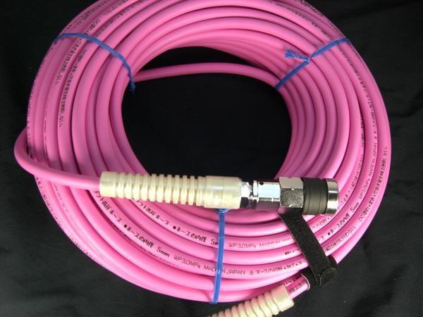ピンク【マッハ】高圧用エアホース PK-530 5mm 30m オリジナル 高圧
