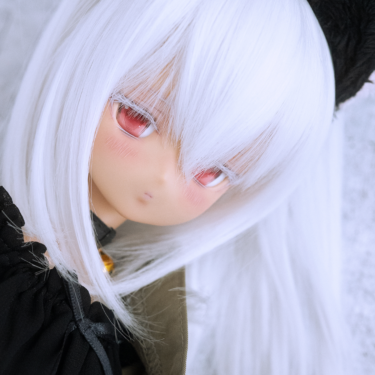 ☆STJ☆ ANGEL PHILIA 褐色Elleちゃん カスタムヘッド（ソフビ盛/難あり）・ウィッグ・アイ・ボディ ☆ MDD_赤目