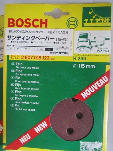  bosh  240 ...　 бумага   5 шт. ... PEX115A  модель   для  5 комплект    диск  диаметр ：115㎜φ  зёрнышко  раз ：＃240