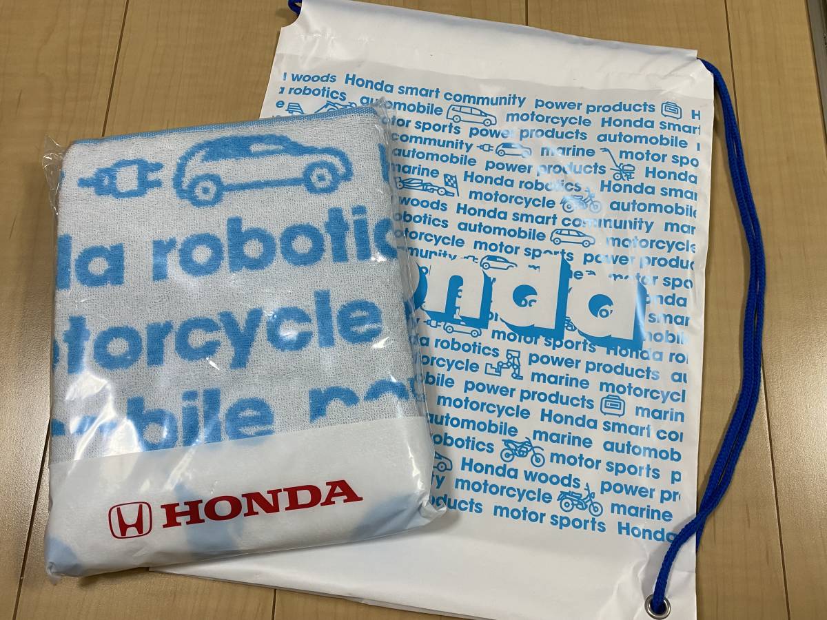 ★HONDA(ホンダ)★オリジナルジャガードバスタオル★エコテックス★バッグのおまけ付き★白×水色★