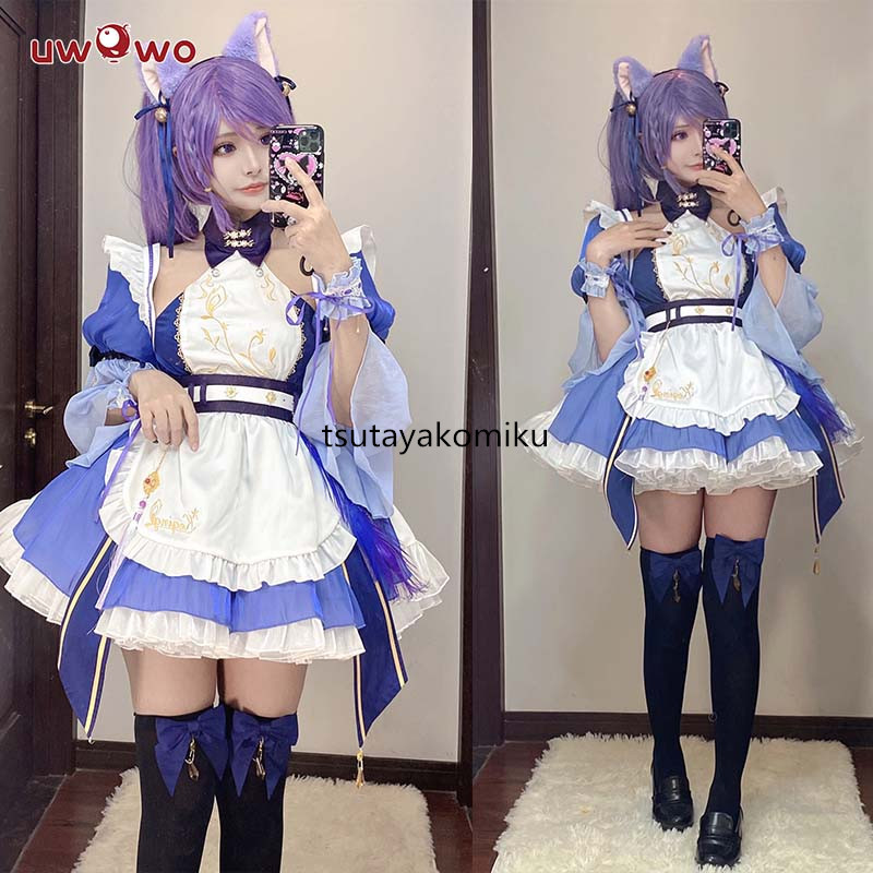 高品質 新作 原神   刻晴 メイド服 コスプレ衣装 風 靴と