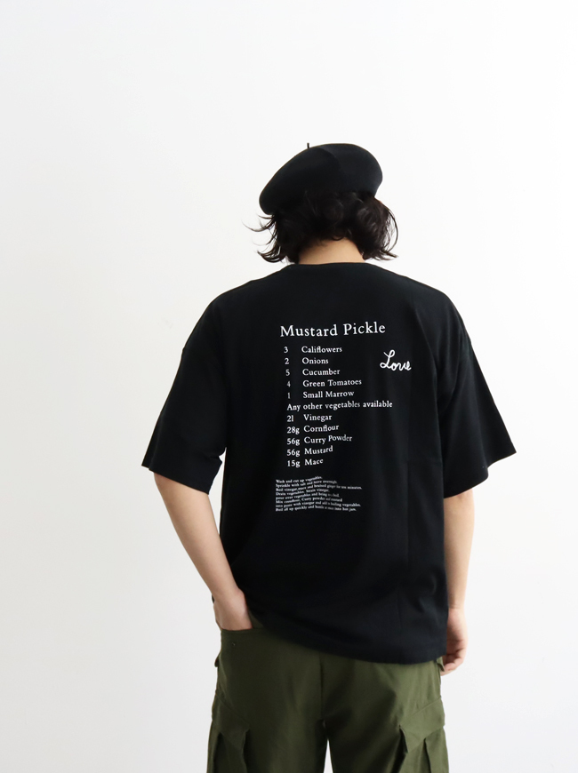 20SS WELLDER ウェルダー Wide Fit Pocket T-Shirts Recipe For Mustard Pickies Print オーバーサイズ プリント カットソー Tシャツ 黒◇3_画像8
