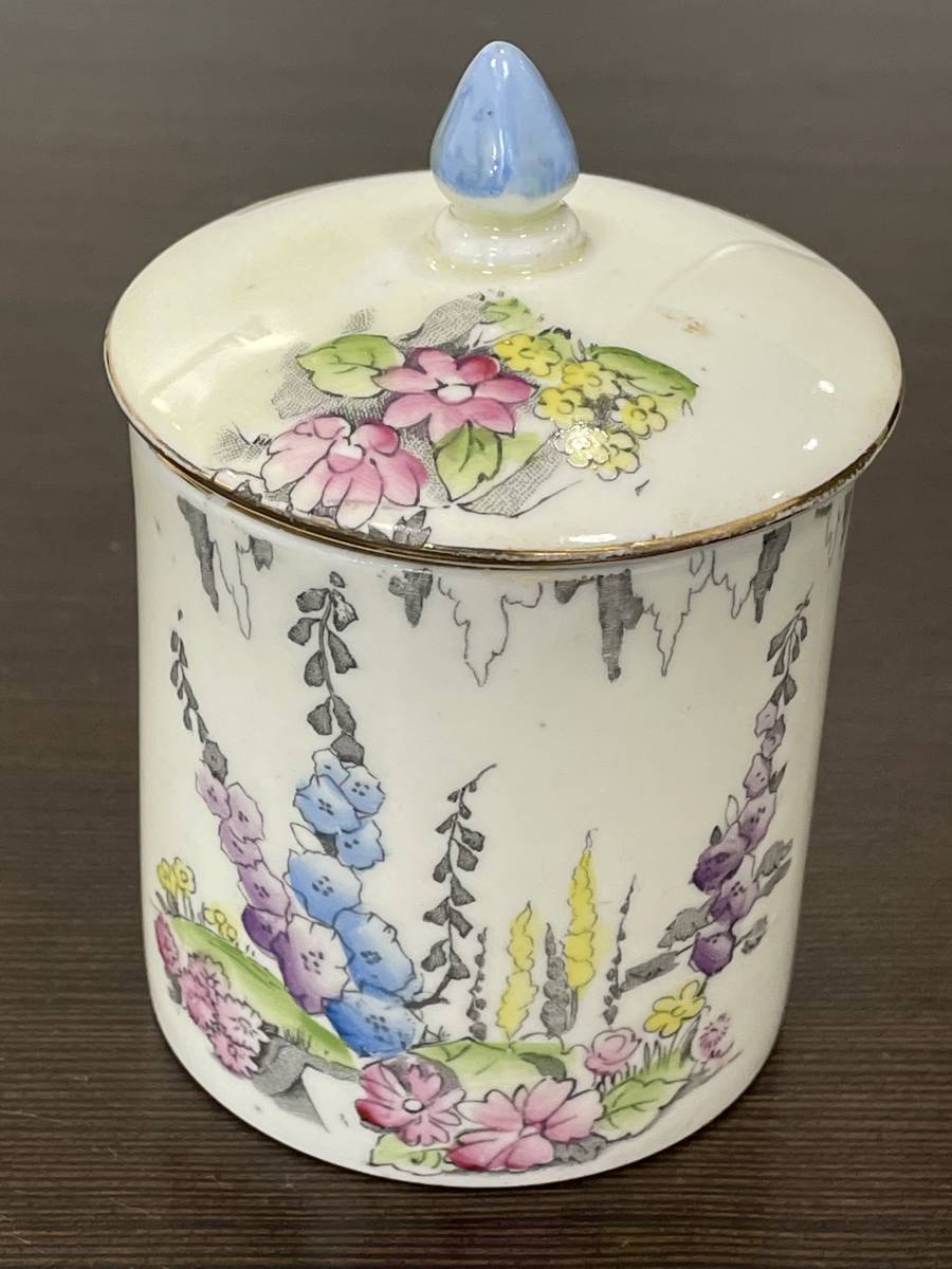 ★【英国アンティーク ヴィンテージ品 洋食器】EB&CO FOLEY CHINA フラワー/花柄 コテージガーデンデザイン シュガーポット★_画像1