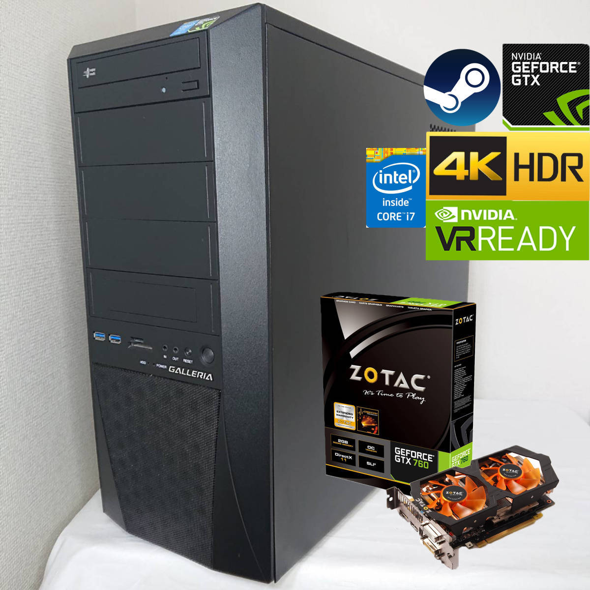 ☆最高峰☆ ゲーミングPC I7 4770/16GB/GTX760/新品SSD240GB/HDD500GB