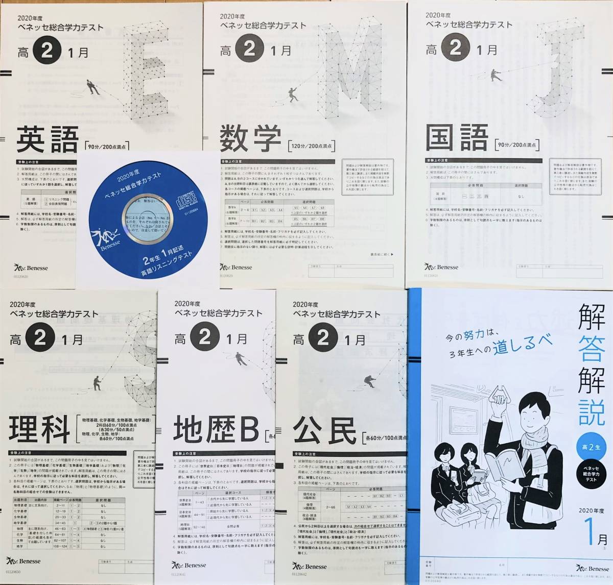 新品未使用ＣＤ付】進研模試 ベネッセ ２０２１年１月実施 高２ 総合