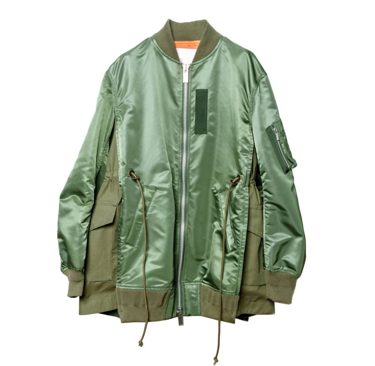 SACAI 21AW ポケット切り替え MA-1 カーキ　2　新品　オーバーサイズ 男女兼用 サカイ　BOMBER JACKET MA1 ナイロン ツイル nylon twill_画像1