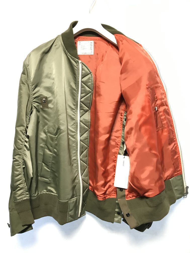 SACAI SS 切り替え MA カーキ サイズ 4 新品 サカイ BOMBER NYLON