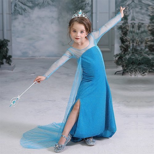 子供ドレス ディズニーランド服 子供 アナと雪の女王 コスプレ Cosplay ハロウィン衣装 演出衣装 ブルー 150