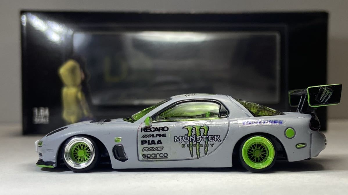 1 64 改 マツダ Fd3s Rx 7 車高短 深リムホイール モンスターエナジー Gtウィング 走り屋仕様 ドリ車 ミニカー改造 カスタムミニカー 乗用車 売買されたオークション情報 Yahooの商品情報をアーカイブ公開 オークファン Aucfan Com