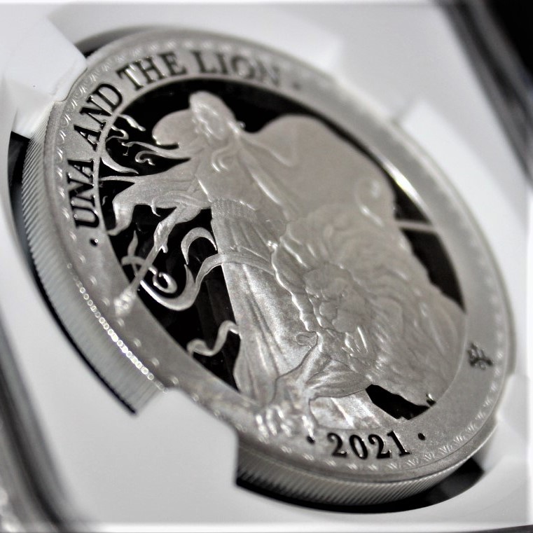 ★最高鑑定★ 2021年 ウナとライオン 1ポンド 銀貨 NGC PF70 UC ウルトラカメオ セントヘレナ アンティーク モダン コイン 資産 投資_画像6