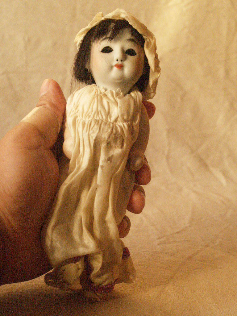 大正 昭和初期 貴重 サクラビスク16ｃｍ 日本人形 抱き人形 ベビー ビスクドール made in japan