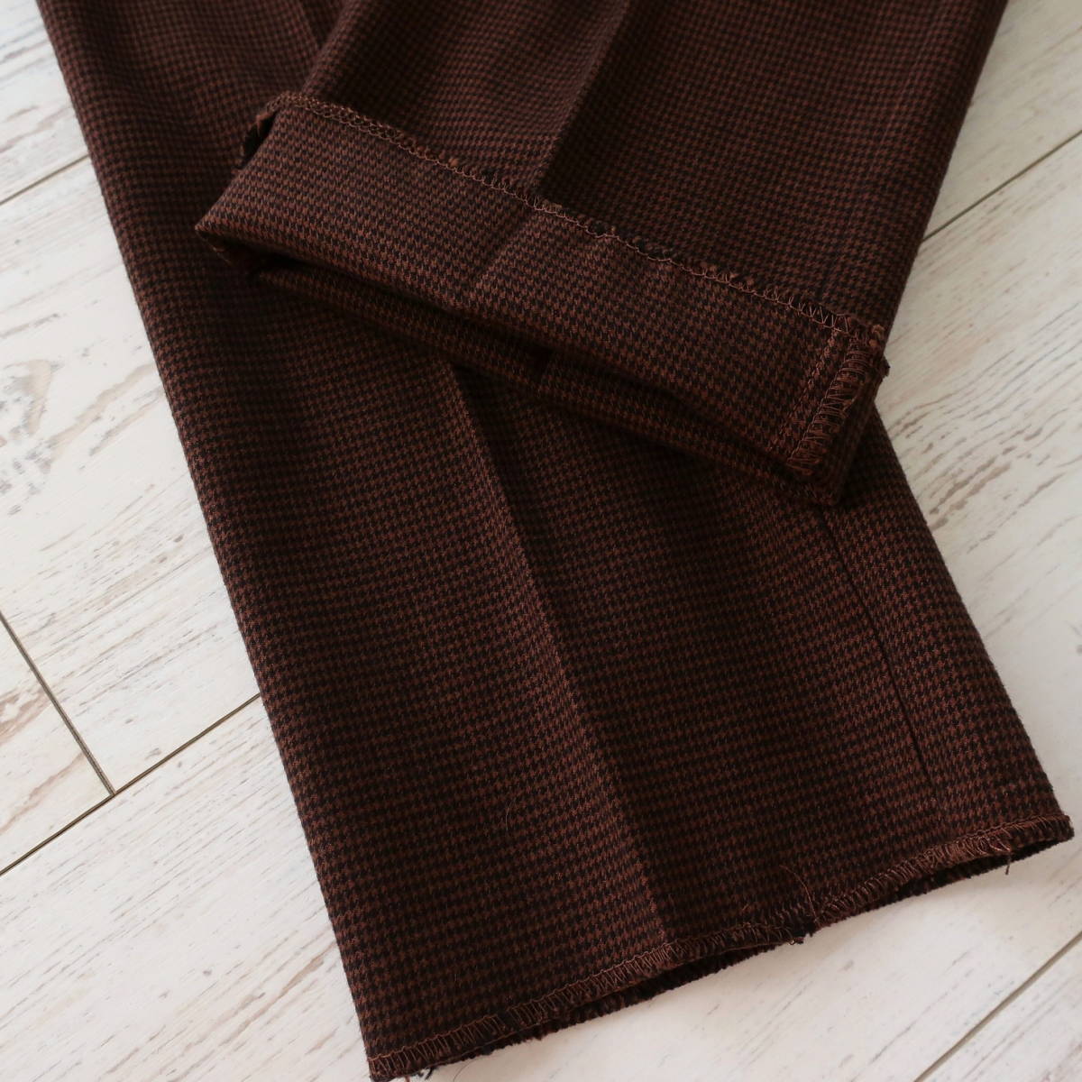  new goods PT TORINO men's micro check slim thin stretch chinos slacks total pattern pants PT01 tea color Brown 50 XL size 