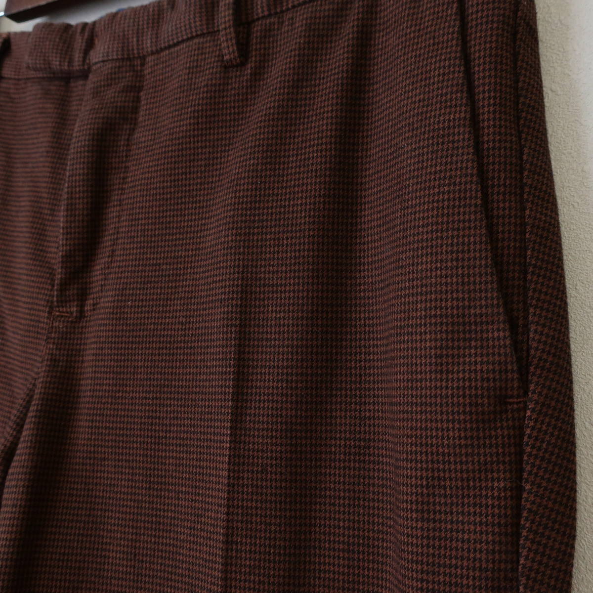  new goods PT TORINO men's micro check slim thin stretch chinos slacks total pattern pants PT01 tea color Brown 50 XL size 