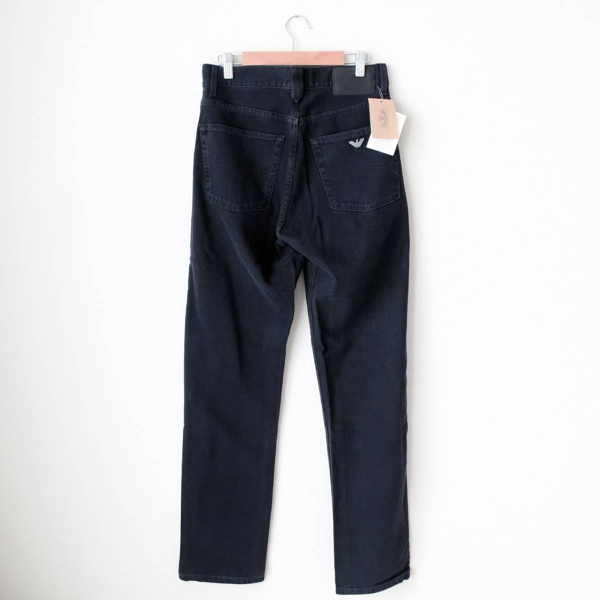 未使用タグ付き ARMANI JEANS アルマーニ ジーンズ イタリア製 SiminT メンズ ストライプ ネイビー パンツ ジーンズ チノパン  濃紺 W29 S