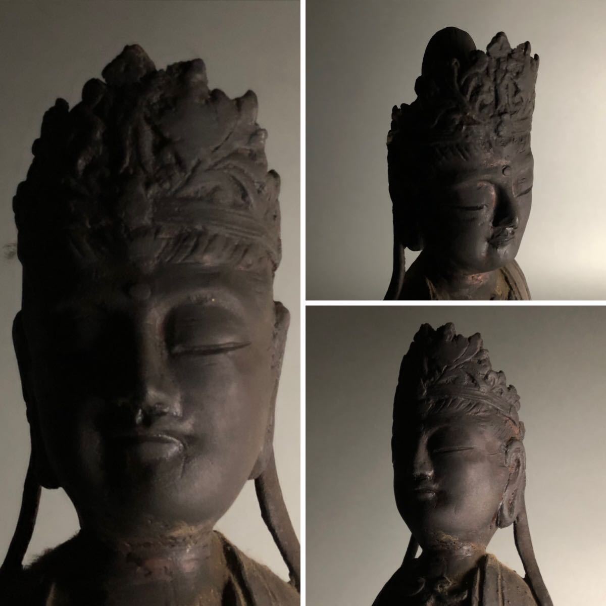 仏教美術 古銅 特大 観音菩薩 新羅仏 立像 高さ51cm 寺院 仏像 朝鮮