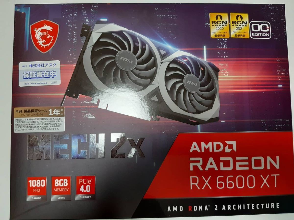 超熱 Radeon AMD MSI RX 8GB 2X MECH 6600 PCI Express