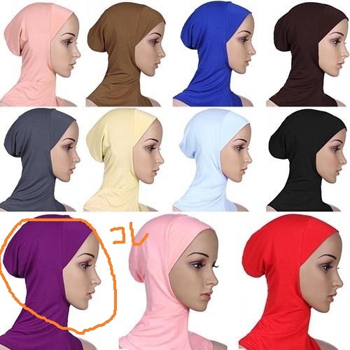 同梱OK[ヒジャブ紫]イスラム教徒ムスリムMuslimへジャブ隠すベール頭髪スカーフHijabヒジャーブ帽子ハット女性コーランの戒律マスクkoran_画像2